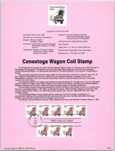 USPS SOUVENIR PAGE CONESTOGA WAGON COIL STAMP (8) 1988