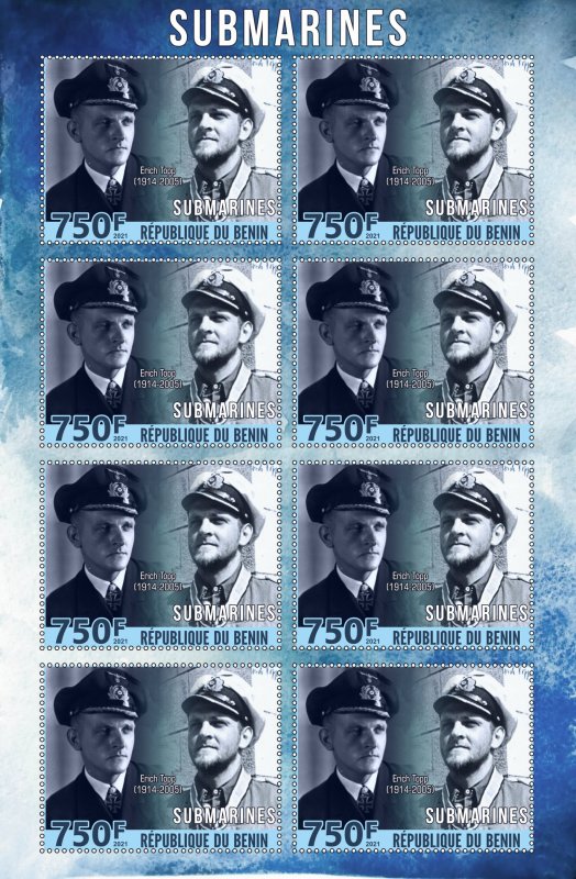 Stamps. Ships, Submarines Benin 2022 year 6 sheet perforated