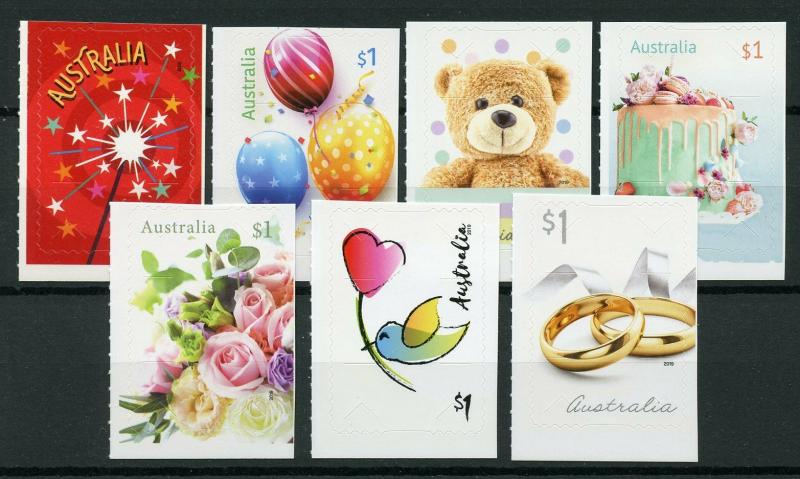 Australia 2019 MNH Occasions Greetings Roses Teddy Bears 7v S/A Flowers Stamps