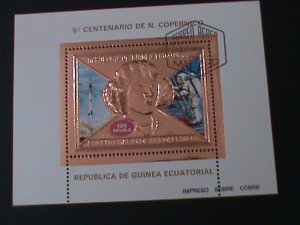 ​EQUATORIAL GUINEA-CENTENARY OF N. COPERNICO GOLD MNH-S/S-FIRST MAN ON MOON