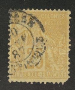 French Colonies Scott 53  issue of 1881-86 Clipped corner