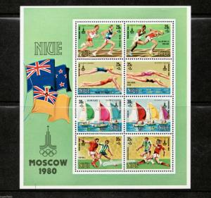 1980 Niue - Moscow Olympic souvenir sheet equestrian football swimming track MNH