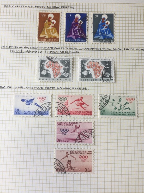 Belgium Congo 1948/60 Sport Wildlife Flowers Used on Pages (Apx 70 Items)Apr 728 