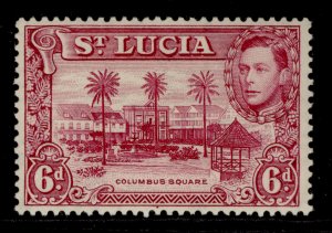 ST. LUCIA GVI SG134, 6d claret, M MINT. Cat £16. PERF 13½