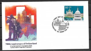 1991 #2532 700th Anniversary of Switzerland FDC