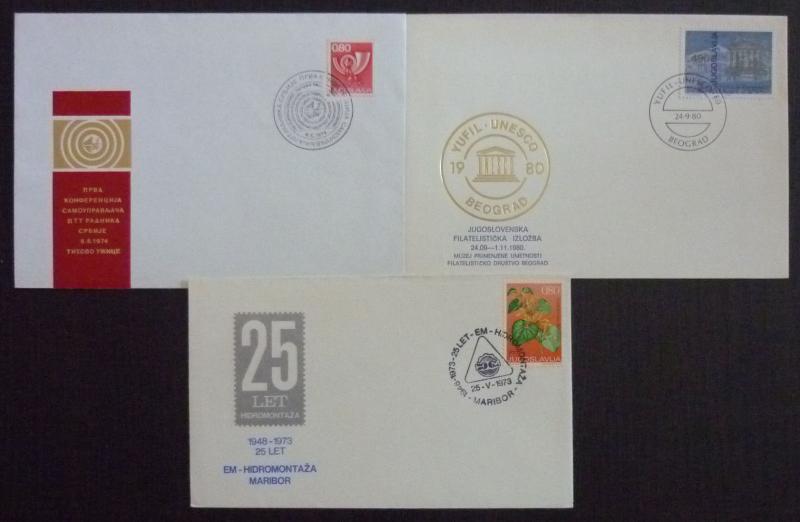 YUGOSLAVIA - 3 COVERS - GOOD CANCELS! jugoslawien serbia croatia slovenia J14