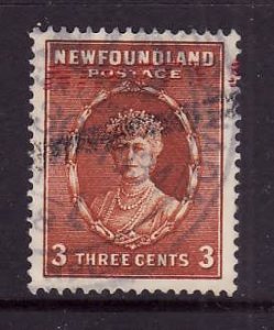 Newfoundland-Sc#187-used 3c orange brown Queen Mary-1932-7-Nwf454-