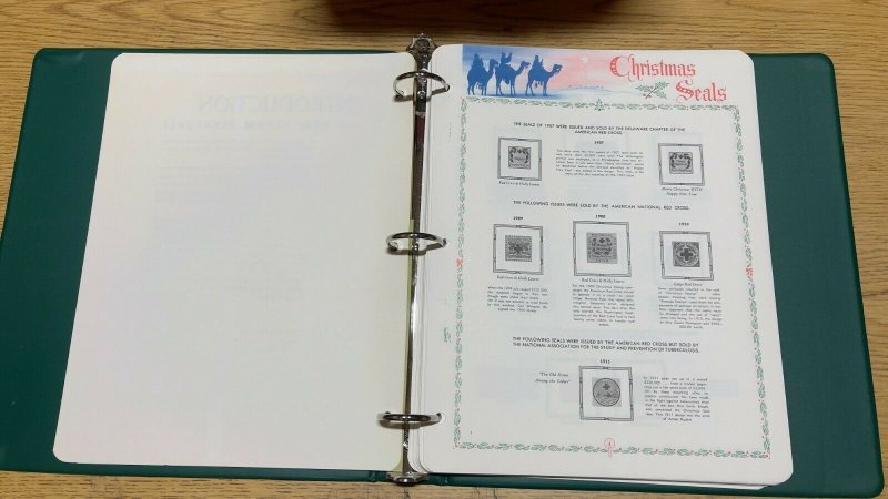 Whiteace 1907-1994 Christmas Seal Stamp Album 3-Ring Binder & Supplement Pages