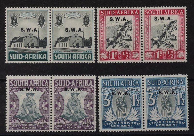 SOUTH WEST AFRICA 1935 Voortrekker Fund set ½d+½d - 3d+1½d, pairs.  