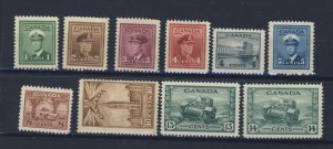 Canada M stamps #249-50-51-53 To 259 Most VF 2x NH