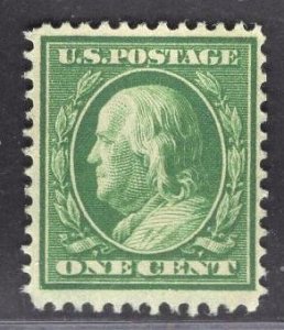 US Stamp #357 One Cent Green Franklin Bluish Paper MINT HINGED SCV $90.00