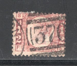 Great Britain #58, Plate #10     F/VF, Used, CV $22.00  .....  2481126