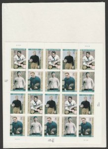 US 3808-3811 3811a Early Football Heroes 37c sheet 20 (sealed) MNH 2003