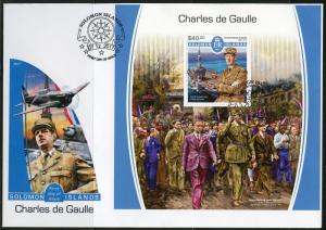 SOLOMON ISLANDS 2017  CHARLES DeGAULLE SOUVENIR SHEET FIRST DAY COVER