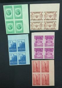 MOMEN: US CIIBA #368-372 1942 IMPERF BLOCKS UNUSED $40 #28552