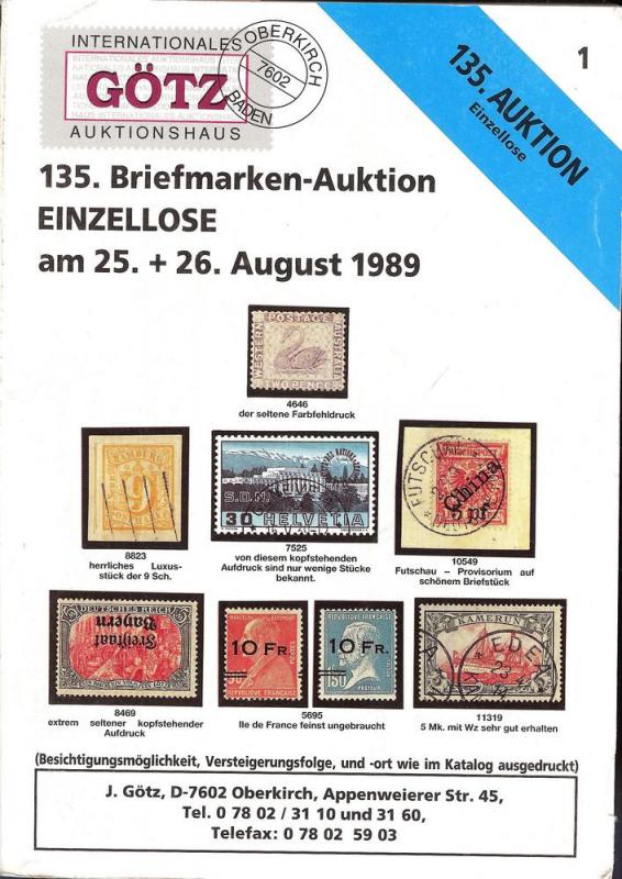 Gotz: Sale # 129  -  135. Briefmarken-Auktion, Jurgen Got...