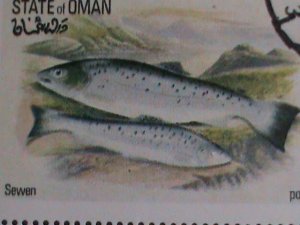 ​STATE OF OMAN STAMP-1972 BEAUTIFUL LOVELY RIVER FISHES: CTO-FULL SHEET VF