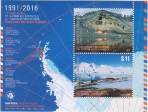 Argentina 2016 MNH Stamps Souvenir Sheet Antarctic Agreement Antarctica Mountain