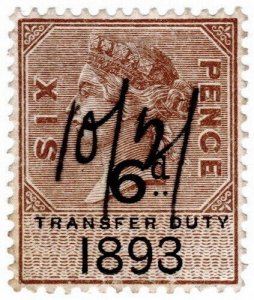 (I.B) QV Revenue : Transfer Duty 6d (1893)