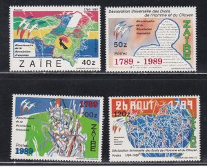 Zaire # 1241-1244, French Revolution Bicentennial, NH, 1/2 Cat.