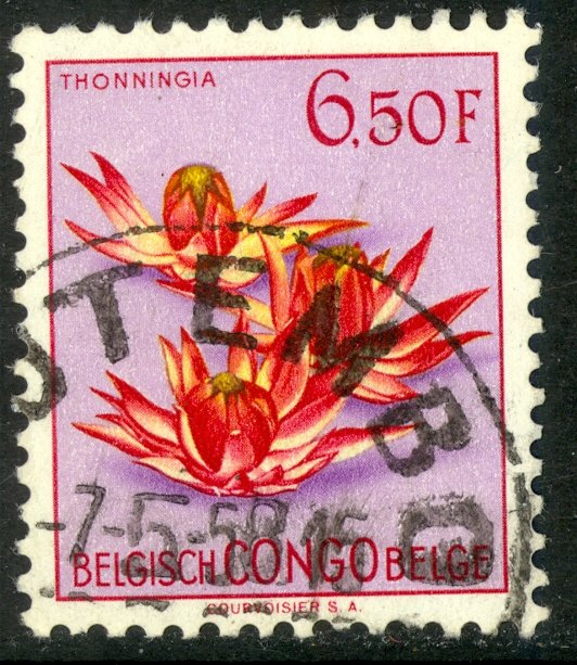 BELGIAN CONGO 1952-53 6.50fr Thonninga Flower Pictorial Sc 278 VFU