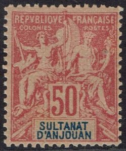 FRENCH ANJOUAN 1892 PEACE AND COMMERCE 50C
