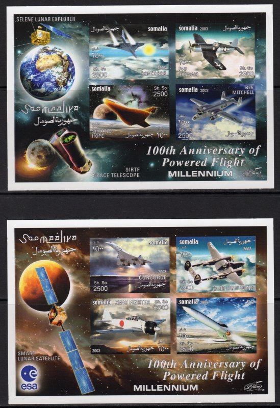 Somalia 2003 Powered Flight 100th.Anniversary 4 Sheetlets IMPERFORATED MNH