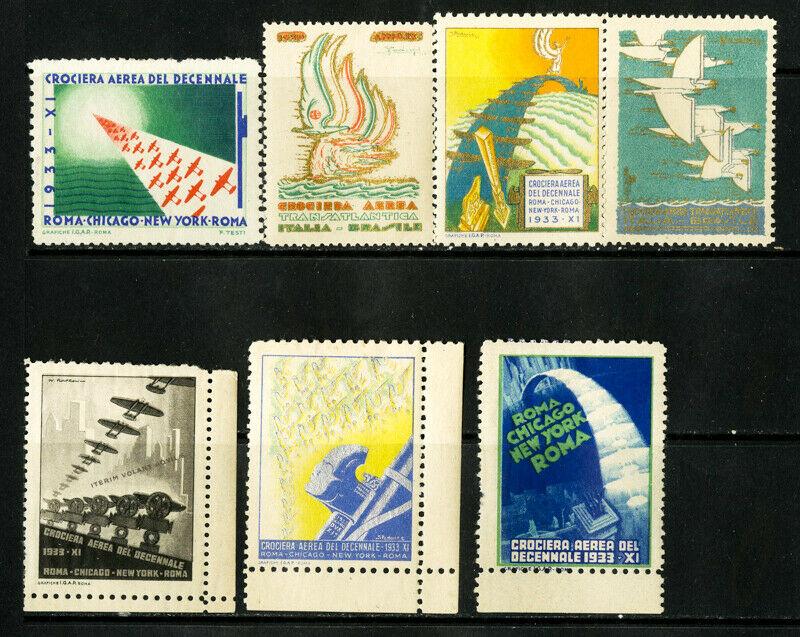 Italy Stamps # VF 7X Air Labels Of 1933