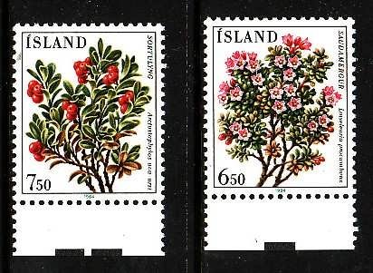 Iceland-Sc#593-4 - id2-unused NH set-Flowers-1984-