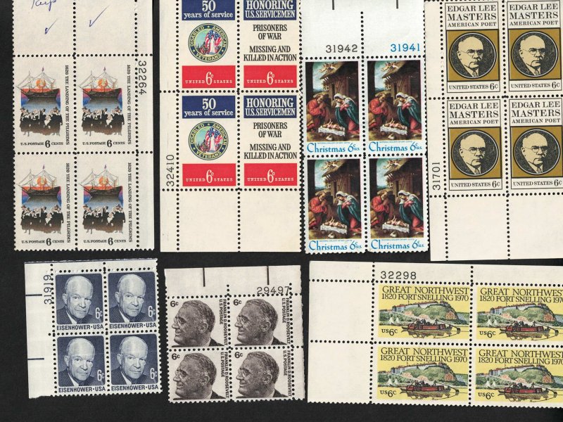 US, Lot of 7 Plate Blocks, MNH,  CV = $ 7.00, Lot 230818 -10