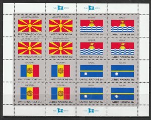 2001 UN-NY - Sc 795-802 - MNH VF - 2 panes of 16 - Flags