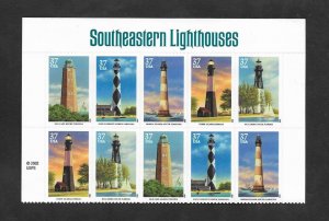 SD)2002 USA SOUTHEAST LIGHTHOUSES, MEMORY SHEET WITH 10 STAMPS, MNH