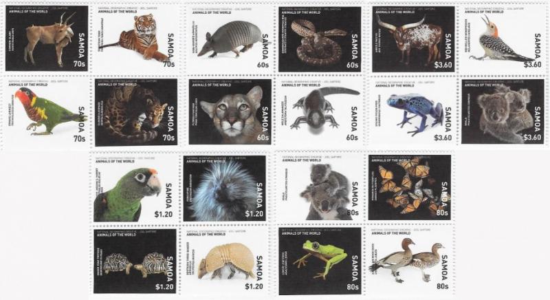 SAMOA - Animals of the World - Perf 20v Sheet - MNH