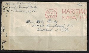 GB UK US 1940s WAR TIME FREE MARITIME MAIL BRITISH POST NEW ORLEANS LA CENSORED