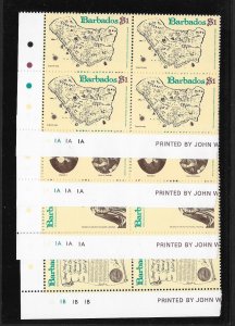 BARBADOS Sc#463-466 Complete Mint Never Hinged Set PLATE BLOCKS of 4