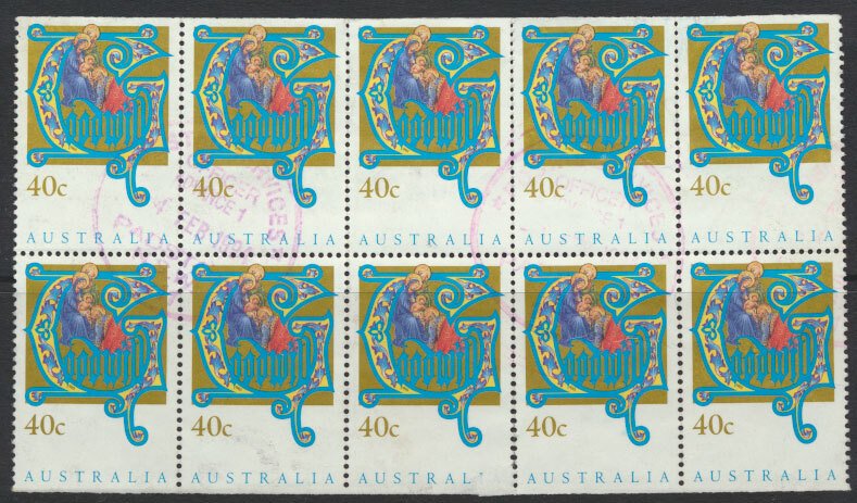 Australia SG 1432a block half booklet sheet - Used - Christmas