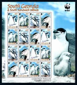 [95424] South Georgia 2008 Birds Vögel Chinstrap Penguin WWF Sheet MNH