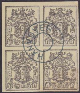 GERMANY HANNOVER An old forgery of a classic stamp - block of 4.............2160