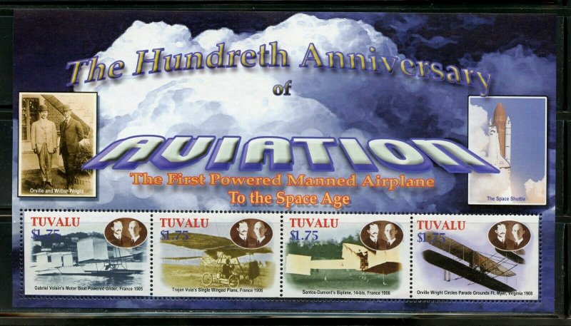 TUVALU 100th ANNIVERSARY OF AVIATION  SHEET MINT NH