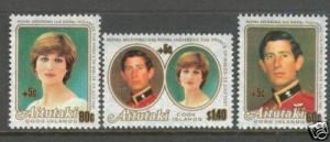 AITUTAKI Sc# B35 - B37 MNH FVF Set of 3 Royal Wedding