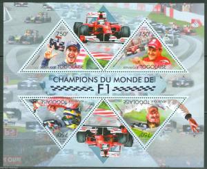 TOGO  2013 CHAMPIONS OF FORMULA I  ALONSO SCHUMACHER VETTEL HAKKINEN SHT MINT NH