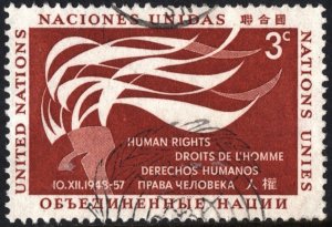 SC#57 3¢ United Nations: Human Rights Day (1957) Used