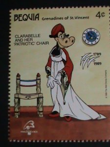 ​DISNEY-BEQUIA STAMP-1989 DISNEY-PHILAFRANCE'89 STAMP SHOW -MNH-STAMP SET VF