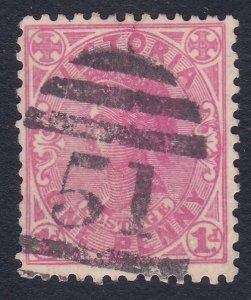 VICTORIA AUSTRALIA QV 1d with 51 barred numeral of HORSHAM.................D6328