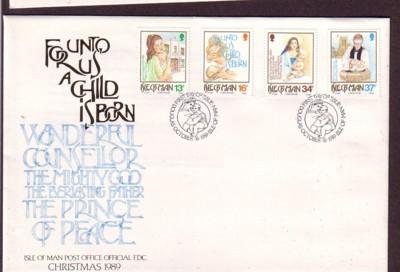 Isle of Man Sc 408-11 1989  Christmas stamps FDC
