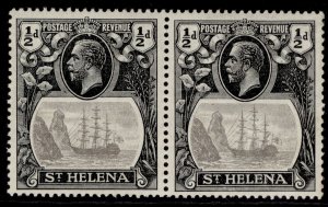 ST. HELENA GV SG97 + 97a, ½d ERROR VARIEITES, LH MINT. Cat £90. BROKEN MAINMAST