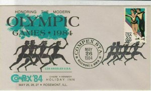 USA COMPEX 1984 Honoring Modern Olympic Games Illust+Slogan Stamp Cover Rf 38093