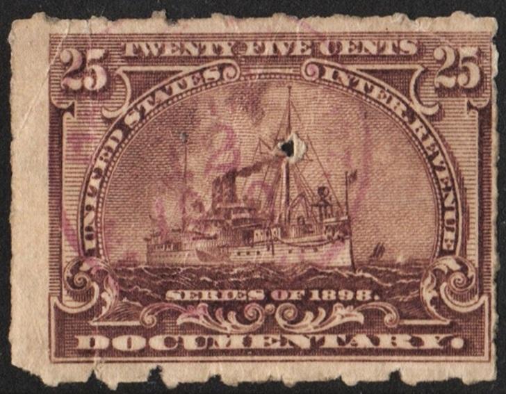 SC#R169 25¢ Revenue: Documentary Stamp (1898) CDS/Fault