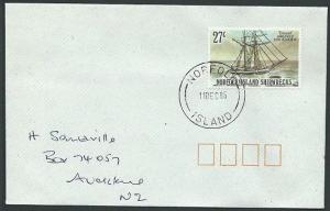 NORFOLK IS 1995 cover to New Zealand - 27c Wreck of Diocet.................42799