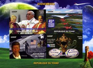 Chad 2014 Rugby World Cup 2015-Pope Deluxe Sheet Ungummed mnh.vf